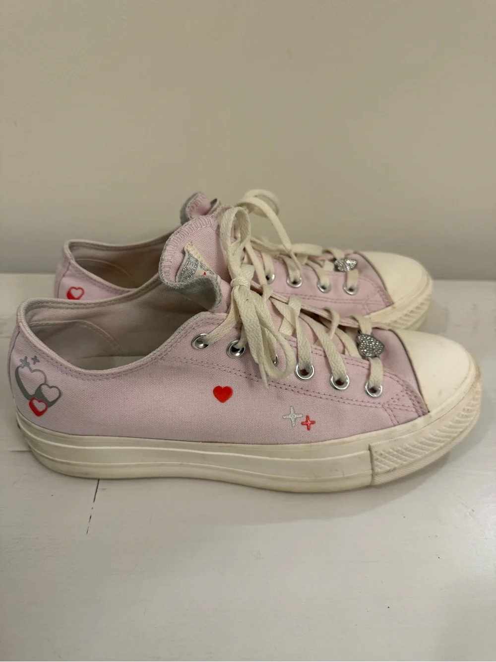Converse All Star Lift Platform Y2K Heart Womens Sneaker In Lilac US 8 - Picture 2 of 6